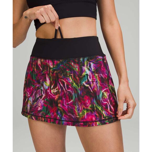 Lululemon Pace Rival Mid Rise Skirt Hyper Flow Pink Multi Black Luxtreme Swift - Picture 7 of 11